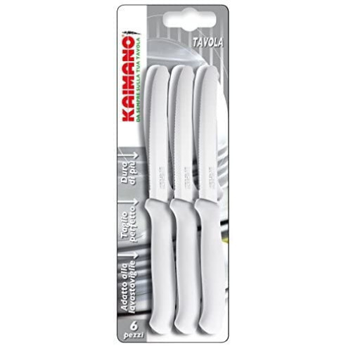Set 6 Coltelli Ergonomici Inox Bianchi per Cucina | Guru Garden