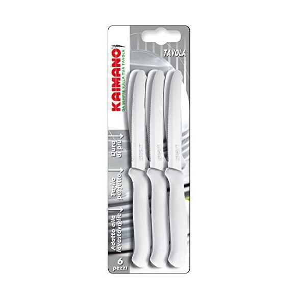 Set 6 Coltelli Ergonomici Inox Bianchi per Cucina | Guru Garden